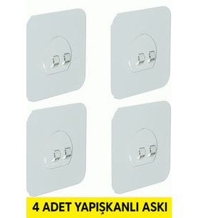 4 Adet Şeffaf Duvar Askısı Matkapsız 7X7 CM