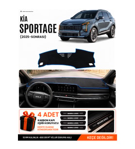 KİA SPORTAGE (2025-SONRASI) Uyumlu Torpido Örtüsü Torpido Kılıfı - Siyah Mavi