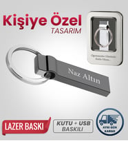 Kişiye Özel 32 GB Usb Bellek Hediyelik Usb Flash Bellek Şık + Metal Kutulu (Füme)