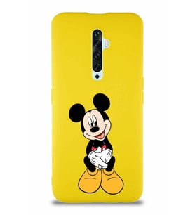 Oppo Reno 2Z Soft Premier Kapak Mickey Mouse-A Tasarımlı Silikon Kılıf - Sarı (Şeffaf)