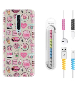 Oppo Reno 2Z 4 Lite 4 Pro 5 6 7 A31 Kılıf Kablo Koruma Spiral Silikon Donut Flamingo 1415