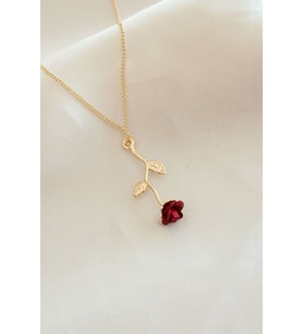 Kırmızı Gül Figürlü Kolye - TJ-BKO6392
