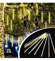 10&amp;apos;lu 45 cm Plastik Meteor LED USB 2M Kablo Sarı Renk Ağaç Işığı – Renk Değiştiren Asmalı Dekoratif Bahçe ve Dış Mekan Aydınlatması