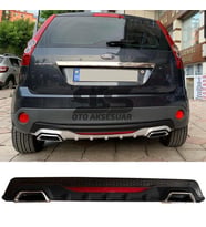 Ford Fiesta 2003-2008 Difüzör Arka Tampon Eki 2 Egzoz Çıkışlı Siyah Reflektörlü