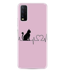 Vivo Y11S Kılıf Desenli Silikon Pink Cat Heart 1303