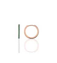 Söğütlü Silver Gümüş 17 mm rose yeşil taşlı tamtur halka küpe