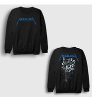 Presmono Unisex Siyah Gun Smoke Metallica Sırt Baskılı Sweatshirt 516870tt