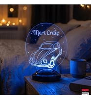 Vosvos Temalı 3D LED Lamba  Retro Hediye Tasarımı - LoveLamp