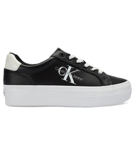 Calvin Klein Vulc Flatform Laceup Leather Womens Sneaker Hakiki Deri Kadın Günlük Spor Ayakkabı Siyah