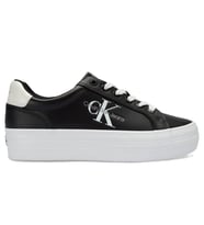 Calvin Klein Vulc Flatform Laceup Leather Womens Sneaker Hakiki Deri Kadın Günlük Spor Ayakkabı Siyah