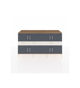 Kronos Konsol 5 Raflı 3 Çekmeceli 8 Kapaklı 176x59x99 Çam-Antrasit/Aytaşı