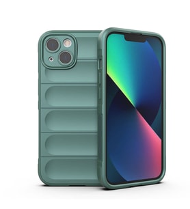 Apple iPhone 13 Uyumlu Kılıf Esnek TPU Oyuklu Arka Yüzey Tasarımlı Zore Etnik Silikon Kapak (Koyu Yeşil)