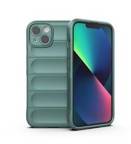 Apple iPhone 13 Uyumlu Kılıf Esnek TPU Oyuklu Arka Yüzey Tasarımlı Zore Etnik Silikon Kapak (Koyu Yeşil)