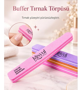 Profesyonel Tırnak Üstü Törpü Buffer 100 180 Renkli Yarım Ay 1 Adet