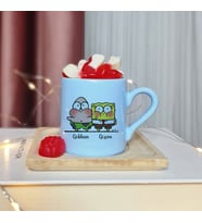 Sünger Bob & Petrick Tasarımlı Kişiye Özel Mavi Türk Kahvesi Fincanı