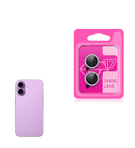 iPhone 17 Kamera Lens Koruyucu Renkli Elmas Taşlı Temperli Cam Koruyucu CL-06 Açık Mor