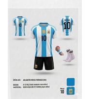 Arjantin MESSİ dünya kupası 3 yıldız 4 lü set çocuk forması (Mavi)