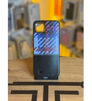 Realme C11 2021 Uyumlu Piksel Desenli ve Deri Detaylı Premium Stil Kılıf (Siyah)