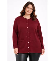 Kadın Anne Triko Hırka Kabartma Şal Desen BGL-ST05303 (Bordo)
