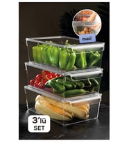 3 Adet Kapaksız Buzdolabı Organizer Düzenleyici Maxi Boy
