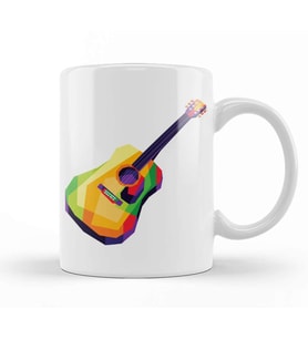 Colorful Guitar in Vector Wpap Pop Kupa Bardak Porselen