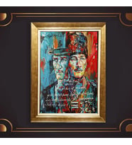 Altın Varaklı Çerçeveli Paspartulu Atatürk Tablo nl02A593 (Gold)