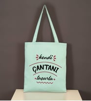 BK Gift Kişiye Özel Kendin Tasarla Mint Yeşili Gabardin Bez Çanta 35x40cm, Alışveriş Çantası, Plaj Çantası, Baskılı Omuz Çantası