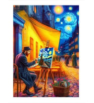 Van Gogh Resim Çizerken Dekoratif Mdf Tablo