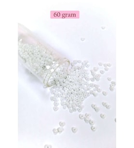 Dökme Cam Kum Boncuk (8/0) 3 mm - 60 Gram - İnci Beyaz - BNC186