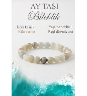 Ay Taşı Doğaltaş Bileklik, Doğal Taş Yaşama Sevinci Bileklik B1035 (8mm-18cm)