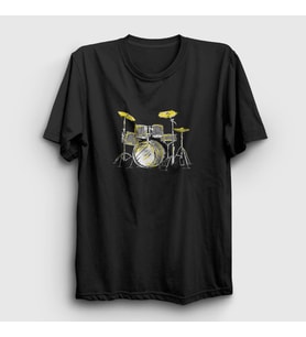 Presmono Unisex Siyah Music Drums Bateri T-Shirt 372031tt