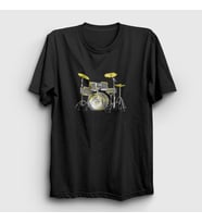 Presmono Unisex Siyah Music Drums Bateri T-Shirt 372031tt