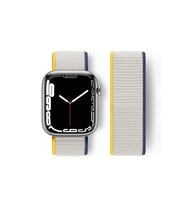 Mey İthalat® Watch 38Mm Hasırlı Cırtcırtlı Kordon - Sarı-Beyaz