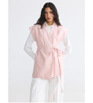 LCW Modest Pembe Kuşaklı Kadın Klasik Yelek