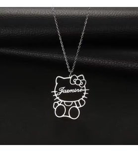 Kişiye Özel Hello Kitty Figürlü İsim Kolye 925K Gümüş