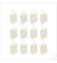 Altın Puanlı Beyaz Karton Çanta, 21 x 15 x 8 cm - 12 Adet (STD)