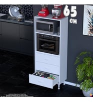 Eliusta Velar 65 cm 3 Çekmeceli Mikrodalga Fırın Mutfak Erzak Dolabı Çok Amaçlı Banyo Dolabı 65x150x32 cm