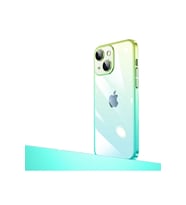Apple iPhone 14 Plus Uyumlu Kılıf Parlak Renk Geçişli Kamera Korumalı Zore Senkron Kapak (Yeşil-Mavı)