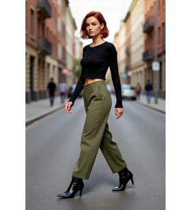 Kadın Fitted Super Crop Bisiklet Yaka Uzun Kollu Fitilli Triko Bluz Yan Detaylı İlkbahar Sonbahar