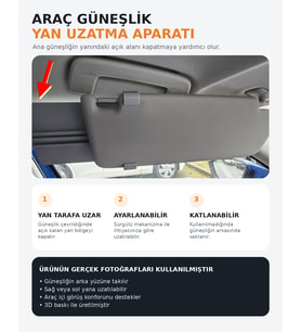 Araç Güneşlik Yan Uzatma Aparatı Ayarlanabilir Ek Güneş Koruyucu 3D Baskı