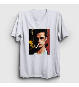 Presmono Unisex Beyaz Tyler Durden Brad Pitt Fight Club T-Shirt 327427tt (Beyaz)