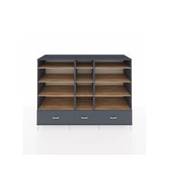 Kronos Dolap 12 Raflı 3 Çekmeceli  220x59x163 Antrasit-Çam/Antrasit