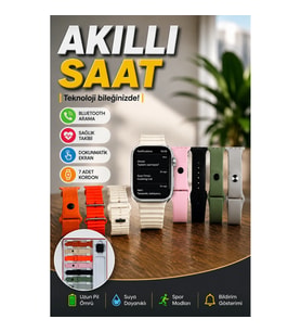 7 Kordonlu Bluetooth Aramalı Dokunmatik Akıllı Saat Sağlık ve Spor Takip Özellikli