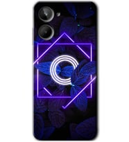 Realme 10 4G Kılıf HD Desen Baskılı Kılıf - Dark Neon Yaprak O Harfi