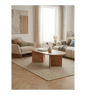 Modern Oval Orta Sehpa Minimal Ahşap Salon Sehpası