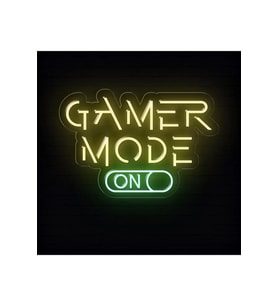 GAMER MODE ON Yazılı ve Şekilli Neon Tabela