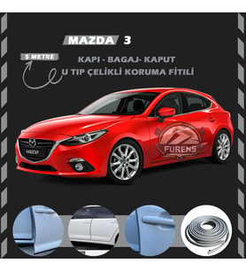 Mazda 3 Oto Araç Kapı Koruma Fitili 5metre Parlak Gri Renk