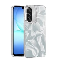 Samsung Galaxy A37 Uyumlu Kılıf Airbagli Parlak Taş Detay Tasarımlı Zore Esila Kapak (Beyaz)