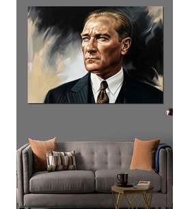 Mustafa Kemal Atatürk Portresi Dekoratif Kanvas - Mdf Ahşap Tablo