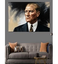 Mustafa Kemal Atatürk Portresi Dekoratif Kanvas - Mdf Ahşap Tablo